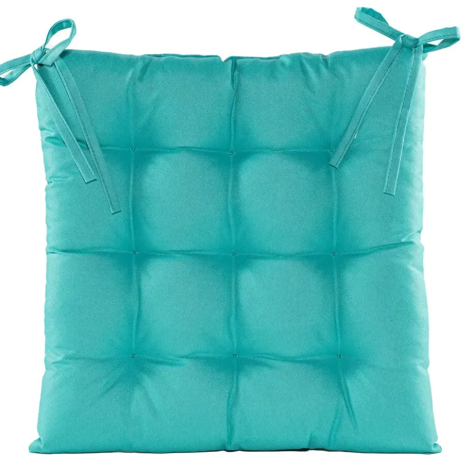 Anna's collection Stoelkussen - turquoise blauw- 38 x 38 cm