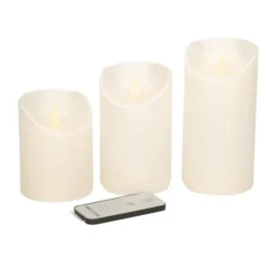 Anna's Collection Stompkaarsen - 3x - creme/parel wit - LED
