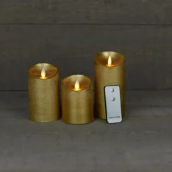Anna's Collection Stompkaarsen - 3x - goud - LED kaarsen