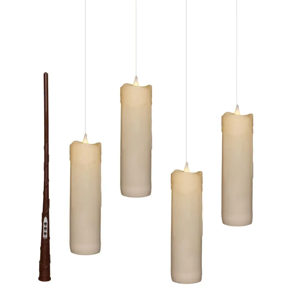 Anna's Collection Zwevende LED kaarsen - wit - 4x - 18 x 5 cm