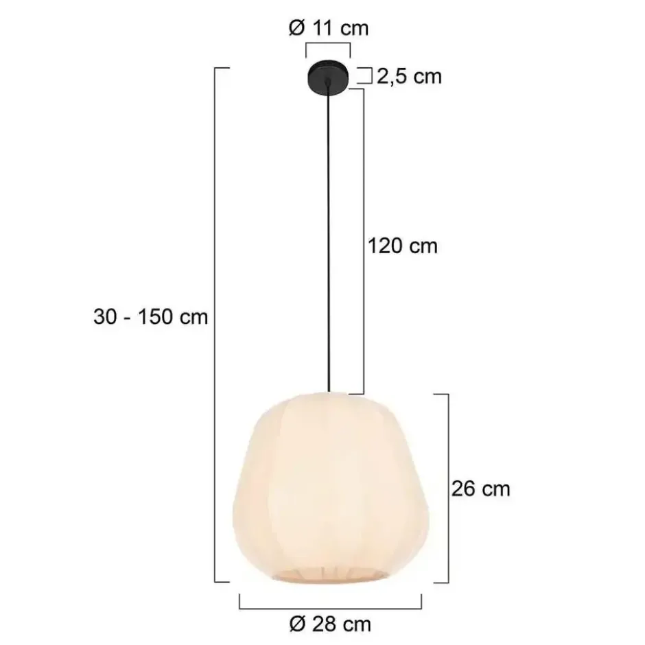 Anne Light & home Hanglamp Sable - creme - 28x150 cm