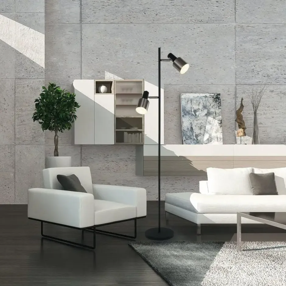 Anne Light & home Vloerlamp fjorgard - 2 lichts - zwart - 25x155 cm