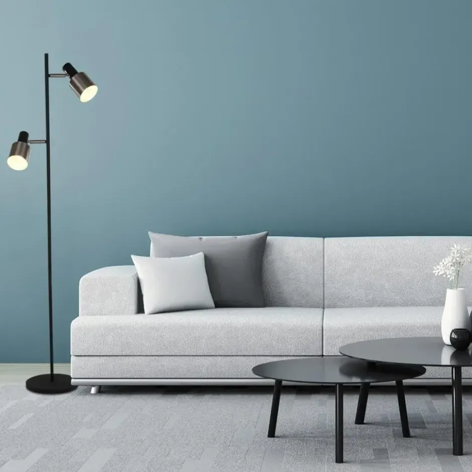 Anne Light & home Vloerlamp fjorgard - 2 lichts - zwart - 25x155 cm
