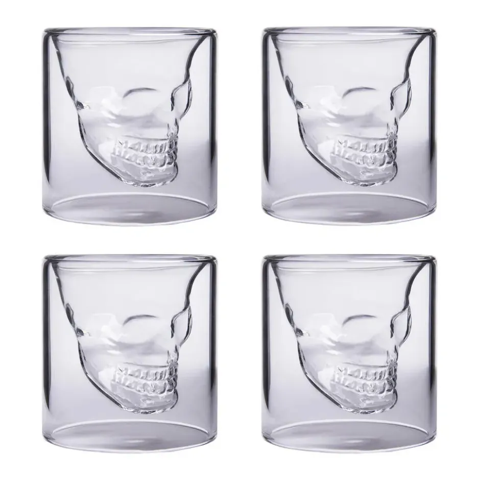 Aretica Shot glaasje Skull set van 4 glas -