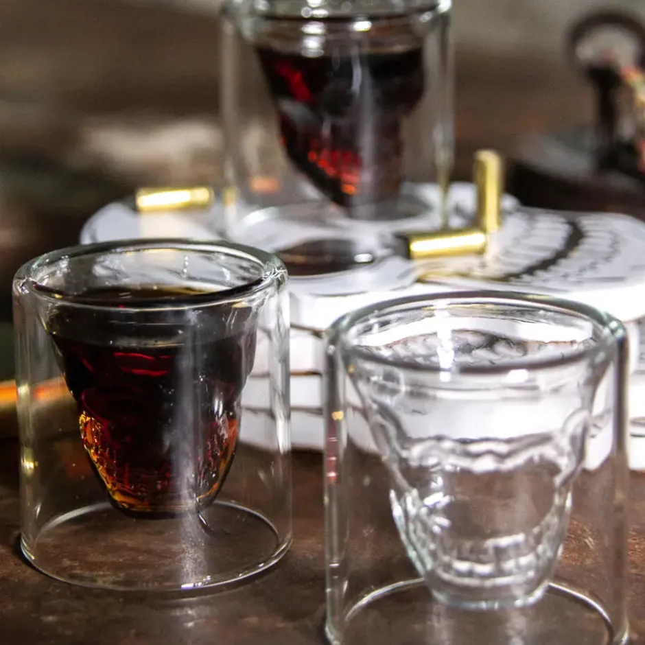 Aretica Shot glaasje Skull set van 4 glas -