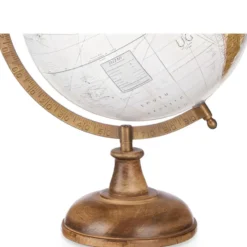 Arte R Decoratie Wereldbol - wit - houten voet - D21 x H32cm