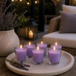 Arte regal geurkaarsen - 6x - lavendel geur - paars - 8 branduren