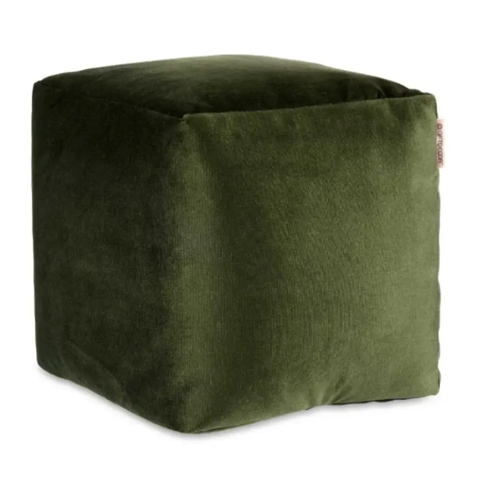 Arte Regal Poef - fluweel - donkergroen - 30 x 30 cm - vierkant