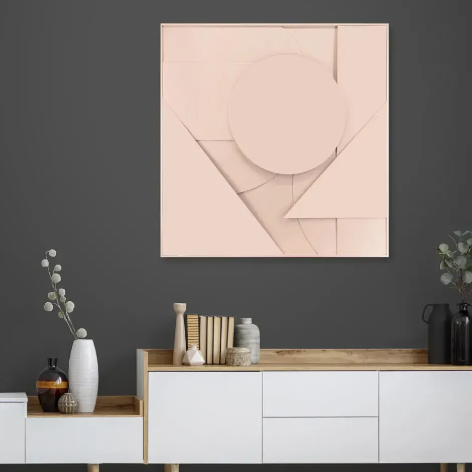 Art for the Home Abstract 3D ornament 80x80cm roze