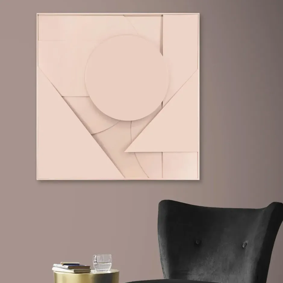 Art for the Home Abstract 3D ornament 80x80cm roze