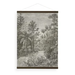 Art for the Home Hangende Poster Linnen 80x60cm - Jungle Sepia