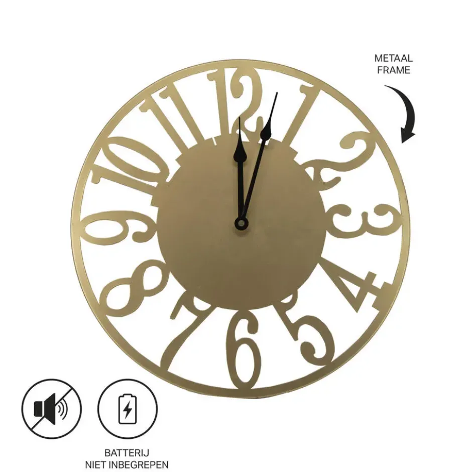 Art for the Home Klok Luxe gouden ronde Hangende Klok 40cm