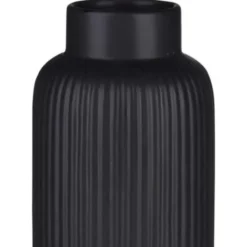 Articasa fles Bloemenvaas Gomera - zwart - 10 x 28 cm - keramiek