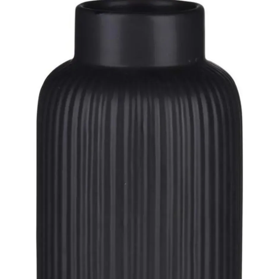 Articasa fles Bloemenvaas Gomera - zwart - 10 x 28 cm - keramiek