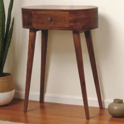 Artisan Furniture Massief Houten Mini Albion Console, 1 Lade, Donkerbruin