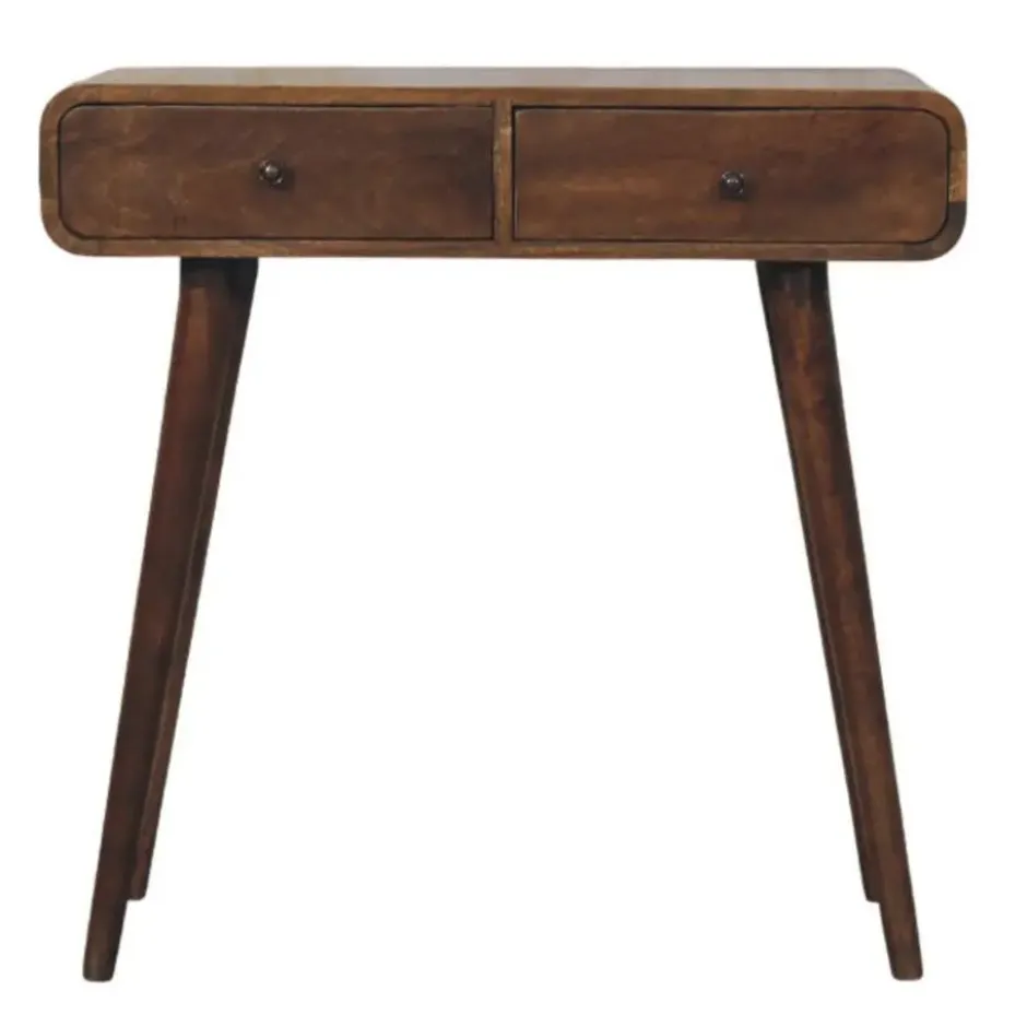 Artisan Furniture Massief hout Klassiek grijs ronde consoletafel