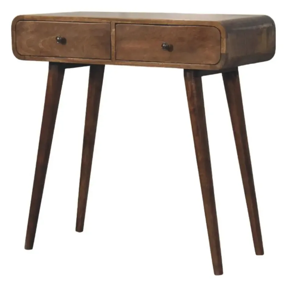 Artisan Furniture Massief hout Klassiek grijs ronde consoletafel