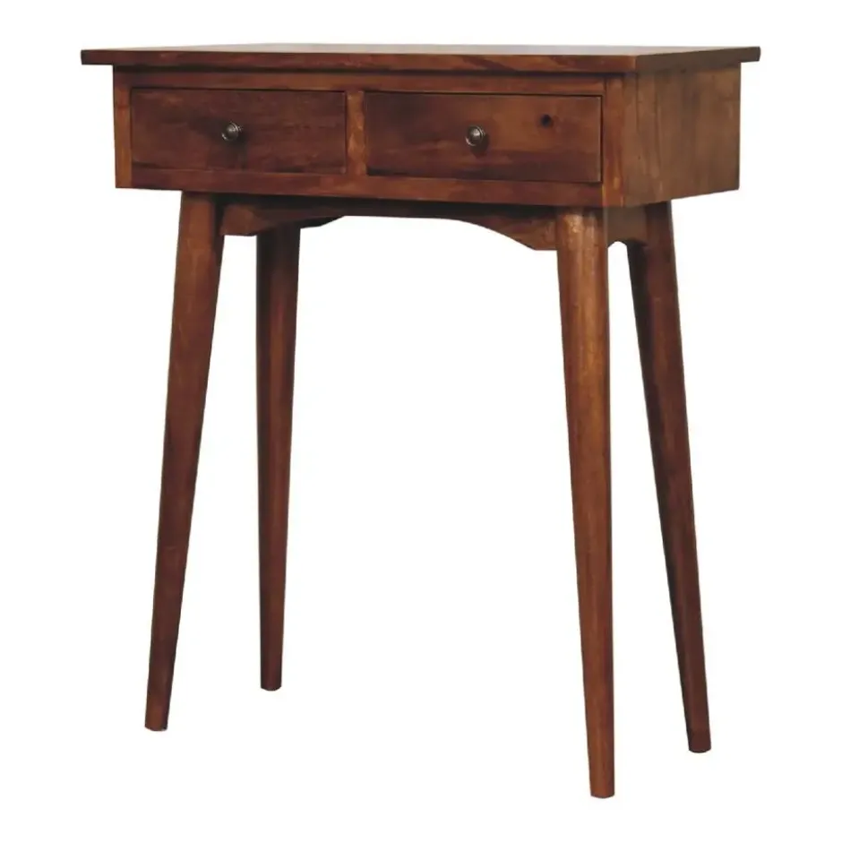 Artisan Furniture Massief Houten Halconsole, 2 Laden, Donkerbruin