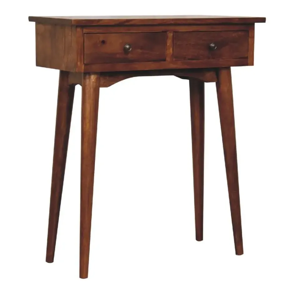 Artisan Furniture Massief Houten Halconsole, 2 Laden, Donkerbruin