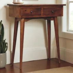 Artisan Furniture Massief Houten Halconsole, 2 Laden, Donkerbruin