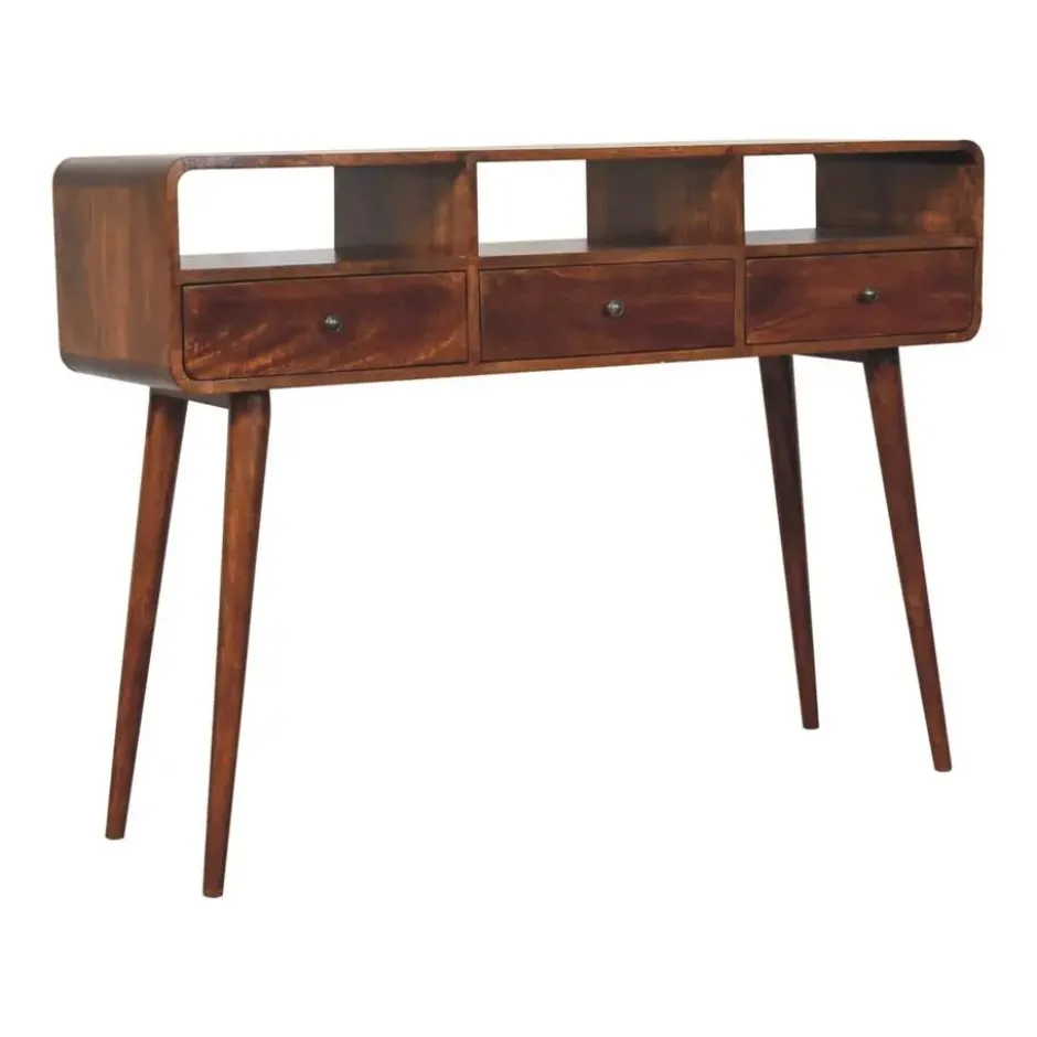 Artisan Furniture Massief Hout Triple Curved Chestnut Consoletafel