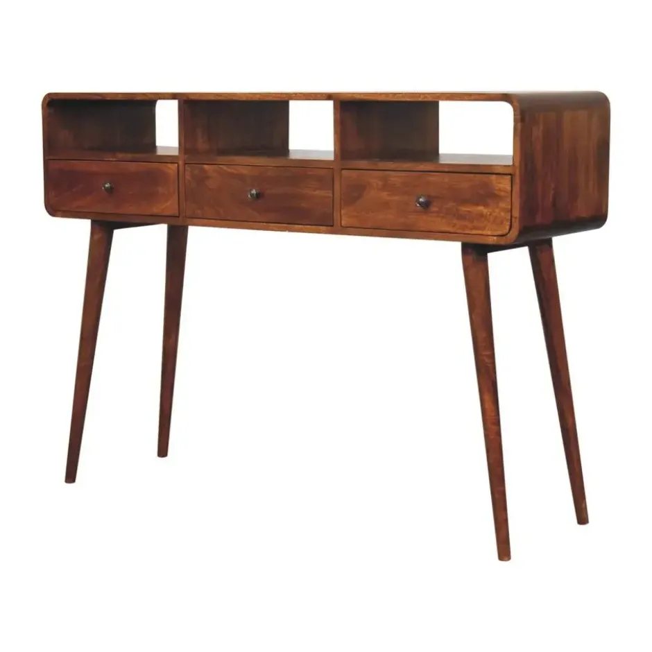 Artisan Furniture Massief Hout Triple Curved Chestnut Consoletafel