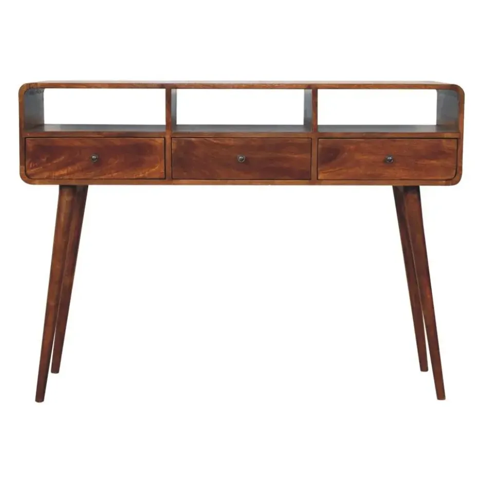 Artisan Furniture Massief Hout Triple Curved Chestnut Consoletafel