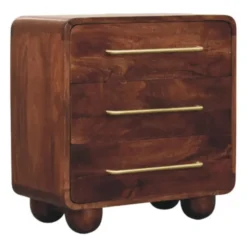 Artisan Furniture Massief Houten 3-Lades Rond Chest, Bruin