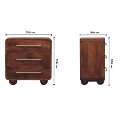Artisan Furniture Massief Houten 3-Lades Rond Chest, Bruin