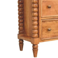 Artisan Furniture Massief Hout Spindel Kast, 3 Lades, Beige