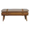 Artisan Furniture Massief hout Bouclé buffelhuid bruin leren bank