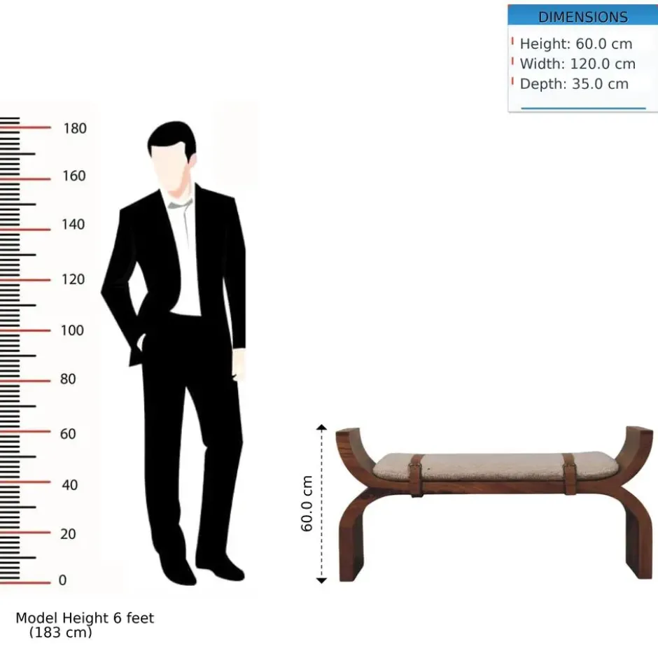 Artisan Furniture Massief hout Stirrup Gebogen bank