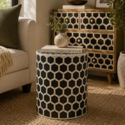 Artisan Furniture Massief Houten Bijzetkruk met Beeninleg, Bruin