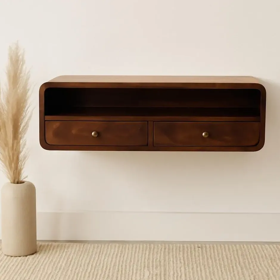 Artisan Furniture Massief Mangohouten zwevende open console California Walnut