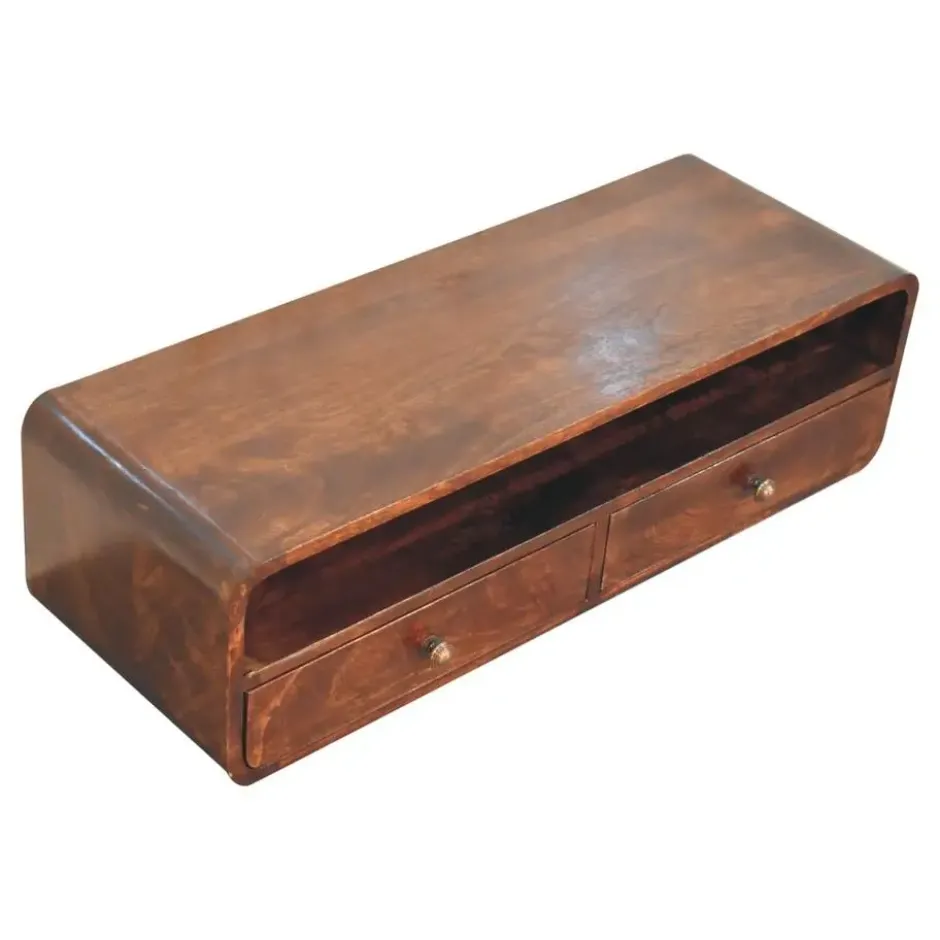 Artisan Furniture Massief Mangohouten zwevende open console California Walnut