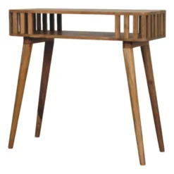 Artisan Furniture Massief Mangohouten console met latten, eikenlook