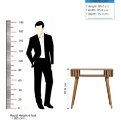 Artisan Furniture Massief Mangohouten console met latten, eikenlook