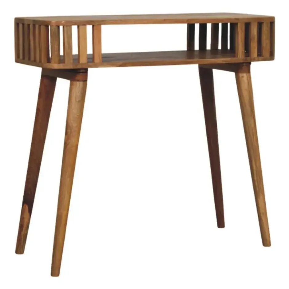 Artisan Furniture Massief Mangohouten console met latten, eikenlook