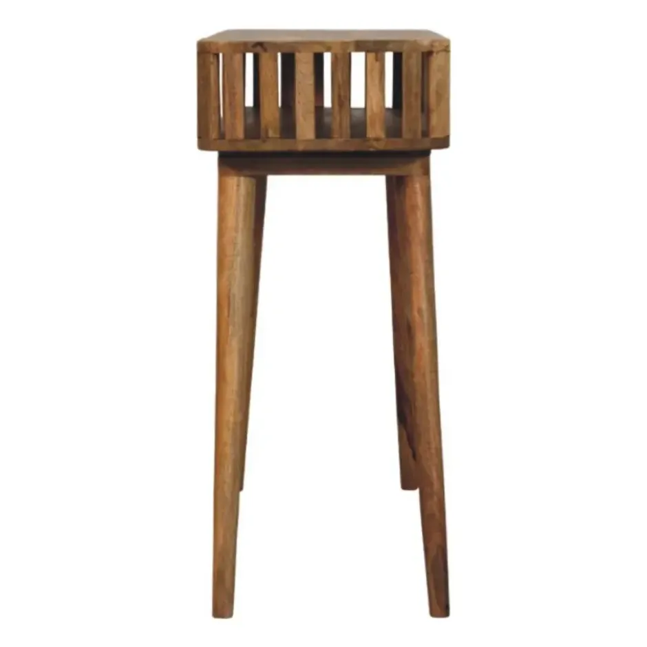 Artisan Furniture Massief Mangohouten console met latten, eikenlook