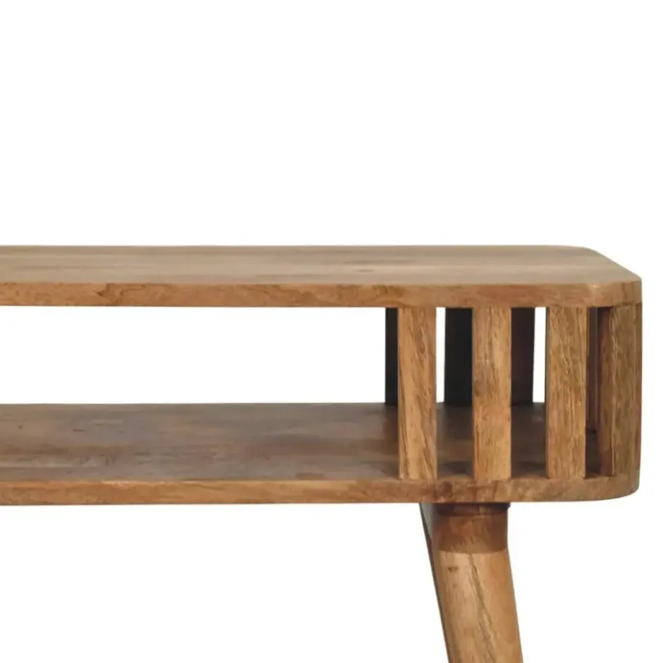 Artisan Furniture Massief Mangohouten console met latten, eikenlook