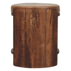 Artisan Furniture Massief Mangohouten Savoy kruk leer