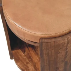 Artisan Furniture Massief Mangohouten Savoy kruk leer
