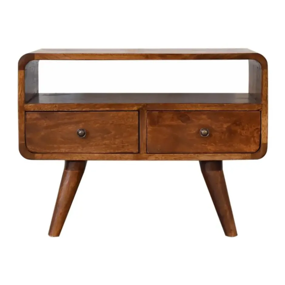 Artisan Furniture Solid hout Kastanje Gebogen TV meubel