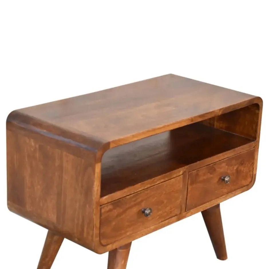 Artisan Furniture Solid hout Kastanje Gebogen TV meubel