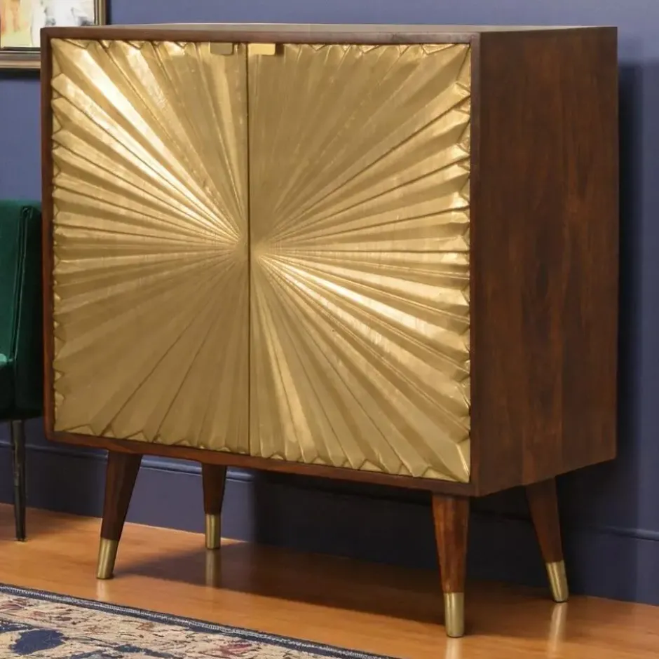 Artisan Furniture Solid hout Manila Gouden Wandkast