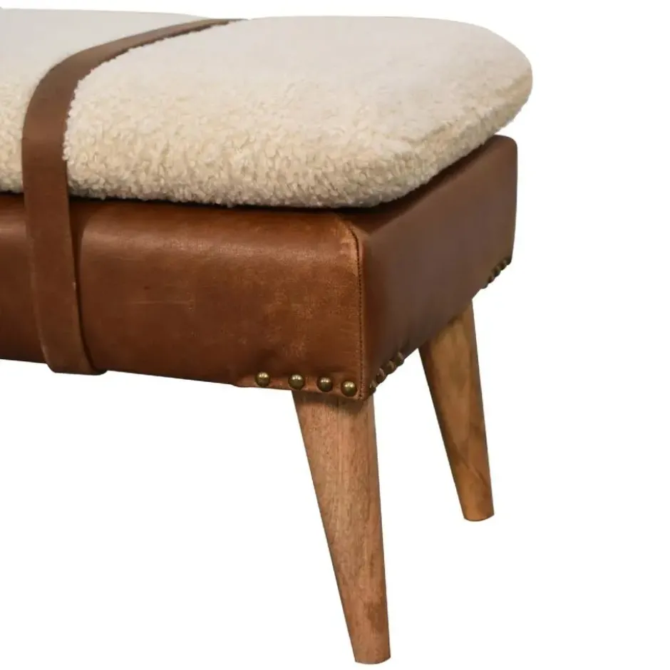 Artisan Furniture Solid hout Boucle Bank van Bankje