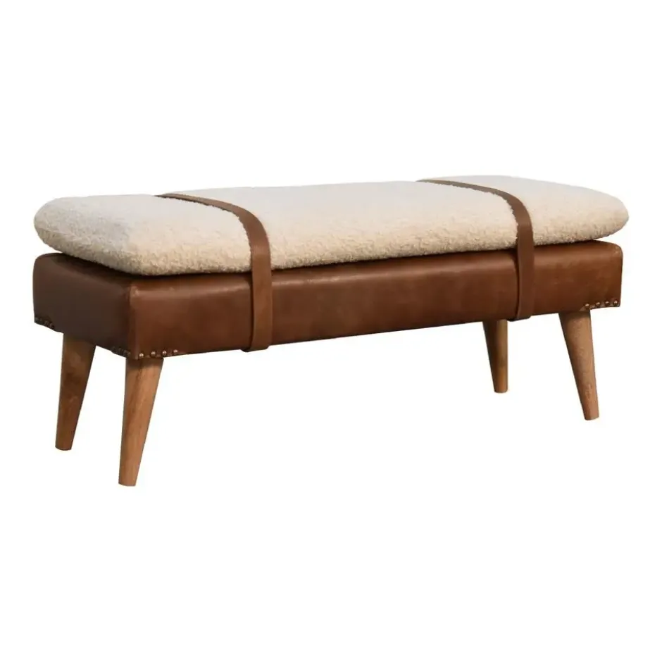 Artisan Furniture Solid hout Boucle Bank van Bankje