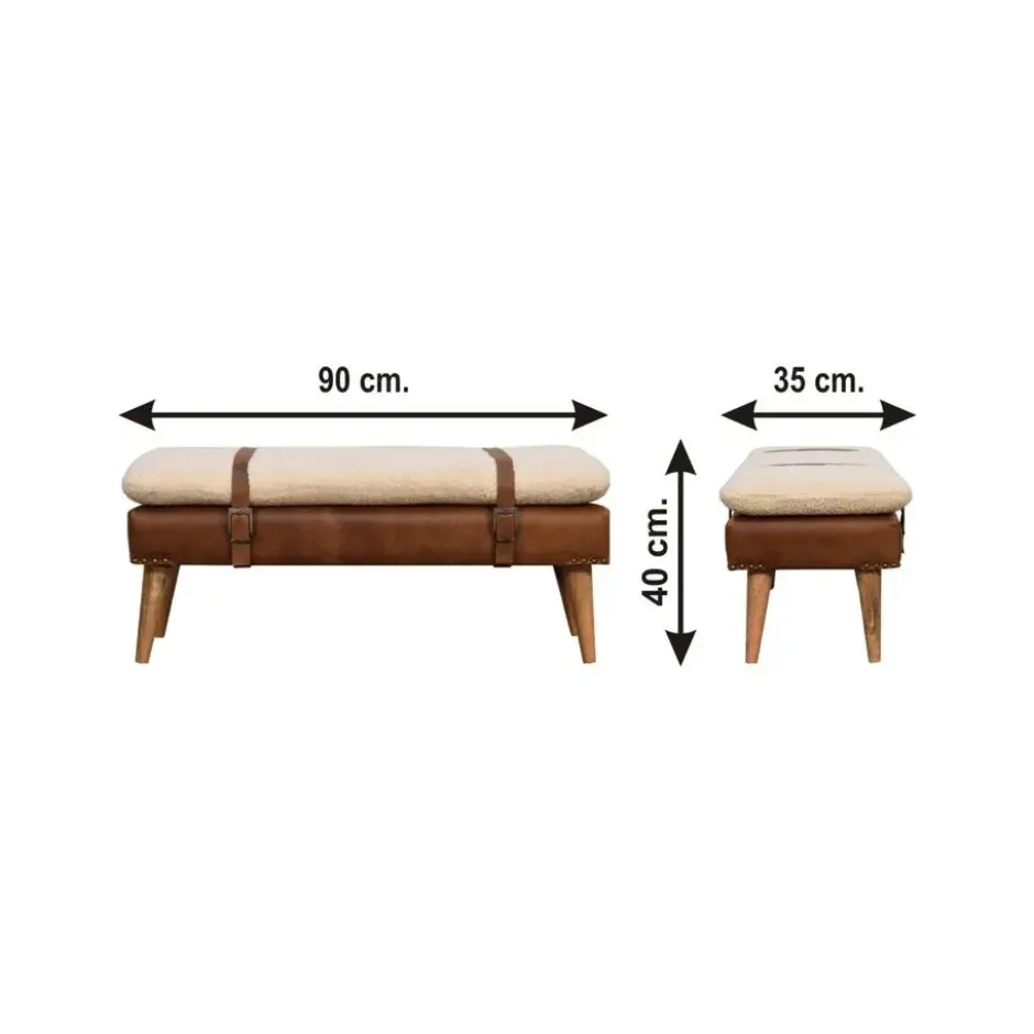 Artisan Furniture Solid hout Boucle Bank van Bankje