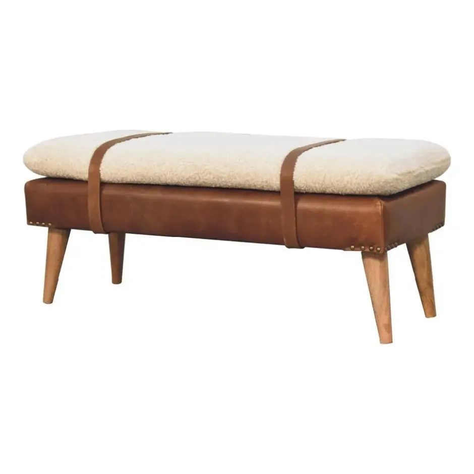 Artisan Furniture Solid hout Boucle Bank van Bankje