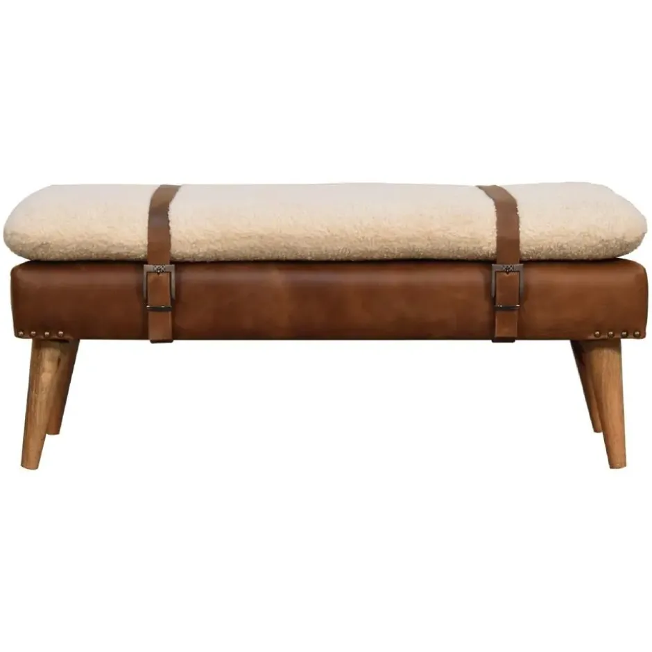 Artisan Furniture Solid hout Boucle Bank van Bankje